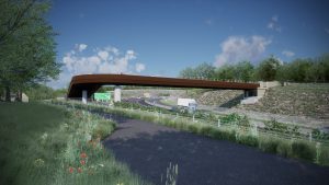 Other view of the new Cotswold Way bridge over the A417