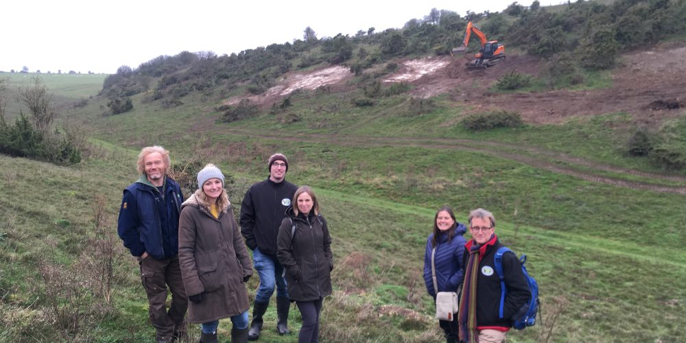 Conservationists create bare ground to encourage juniper at Aston Upthorpe in 2021